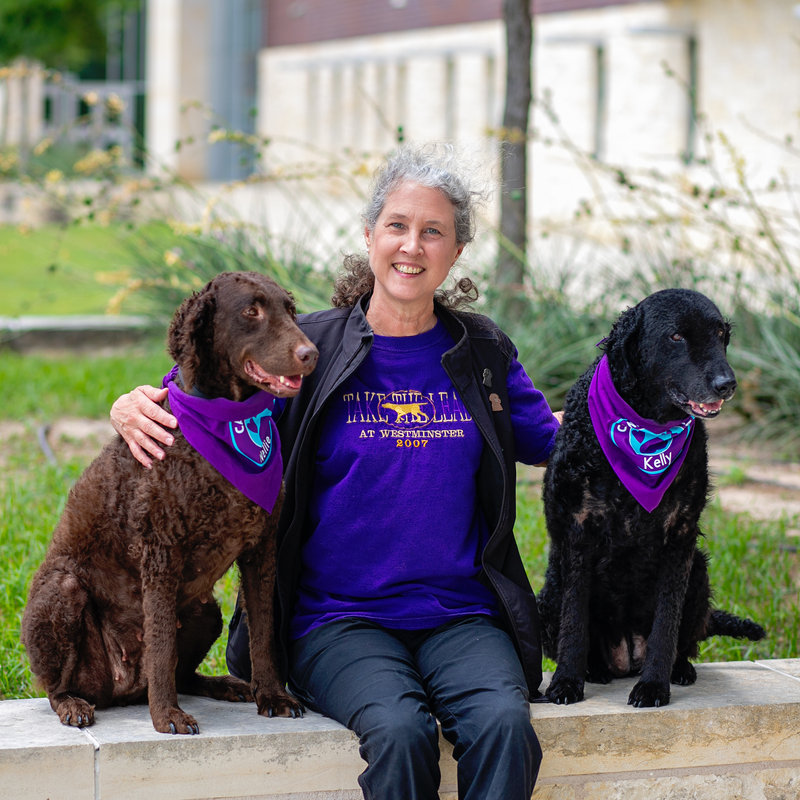 Stephanie with Kelly & Nellie — Canines Who Care therapy dog team